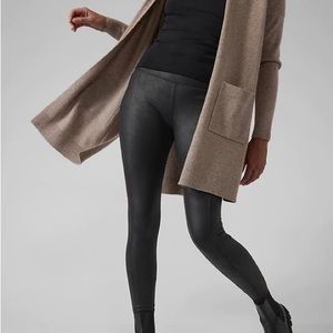 NWT Athleta Delancey Gleam Tights Black Leather Size Small